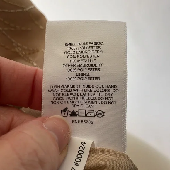 NWT Express Tan Blouse with Metallic Thread and Button Down Back - Size Large - Picture 13 of 14